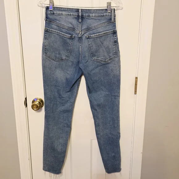 Old Navy OG Straight Distressed Blue Ankle Cropped Jeans 2 - Picture 3 of 4